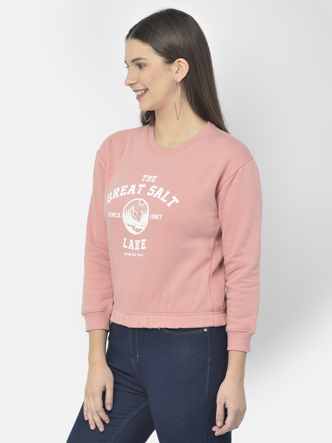 Numero Uno Women Graphic Print Pink Sweat Shirt